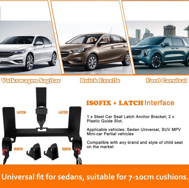 JHKLS Universal Car Seat Mount Bracket Child Safety Tether Anchor Kit Universal ISOFIX Bracket Seat Latch Interface for Most Sedans, Increased Steel Strength, 330*68*134mm - Image 2